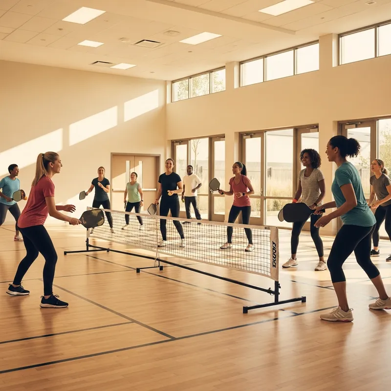 People playing drop-in Pickleball in community centre