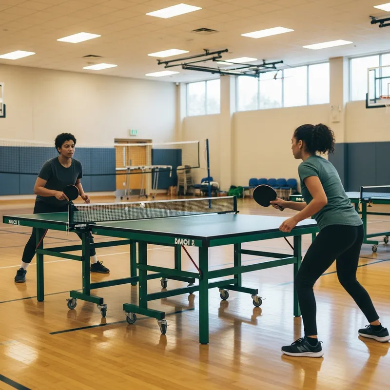 People playing drop-in table tennis in community centre
