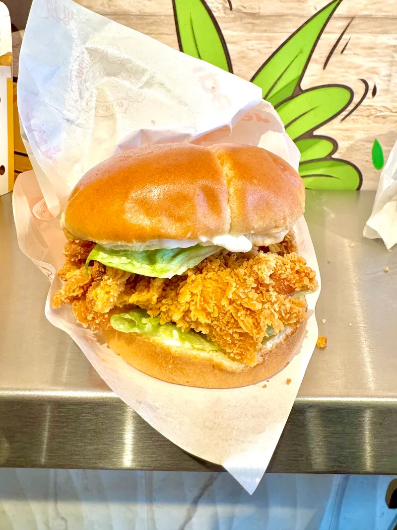 Super Chicken crispy Chinese-style fried chicken sandwich on Yonge St North York