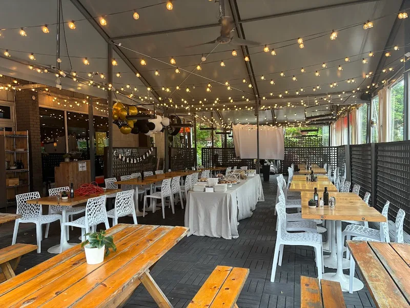 Paese Ristorante Italian restaurant patio with cedar planters at 3827 Bathurst St