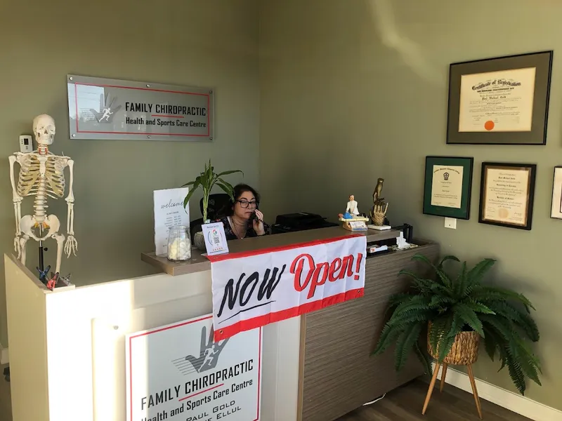Dr. Gold Family Chiropractic reception area at 500 Sheppard Ave E, North York