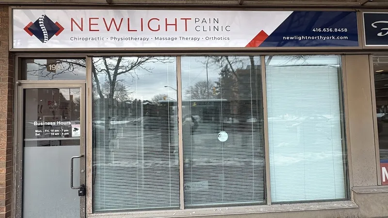 Newlight Pain Clinic storefront at 302 Wilson Ave, North York