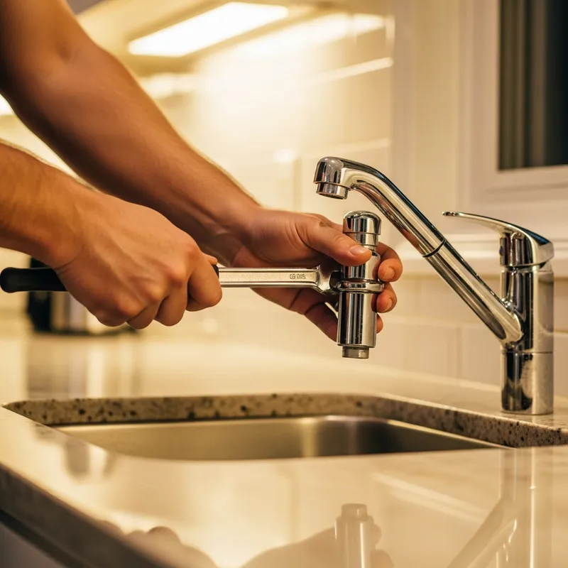 Plumber To Your Door technician installing a kitchen faucet