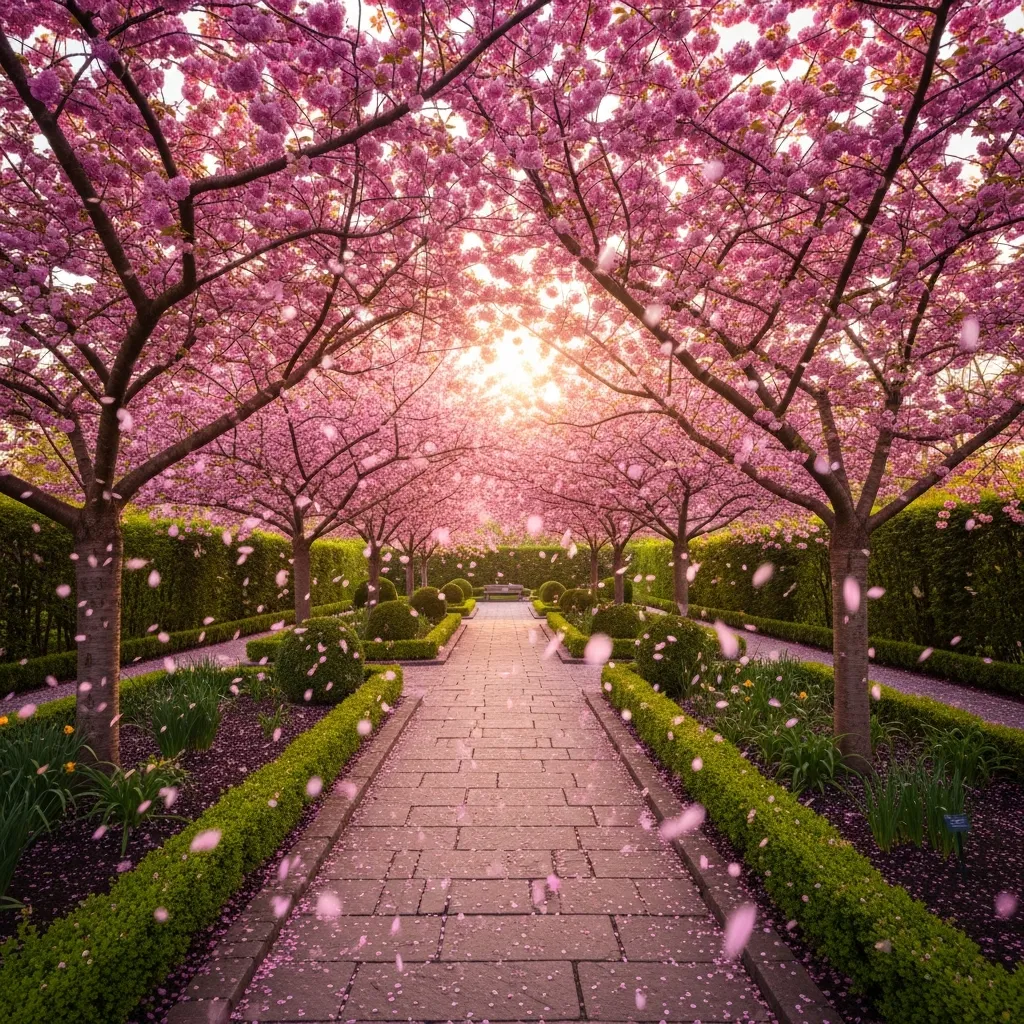 Cherry blossoms in bloom at Edwards Gardens, North York