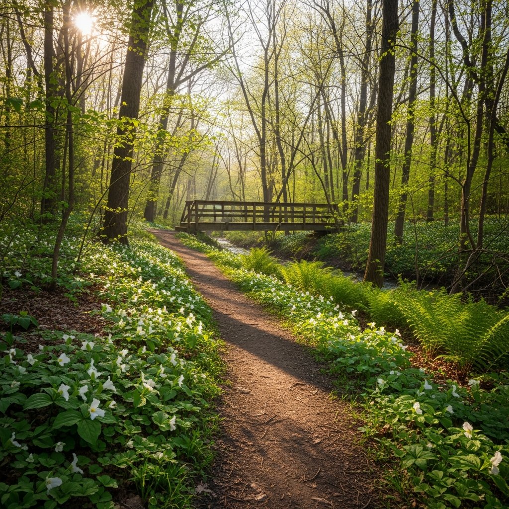 Spring wildflowers along the East Don Parkland Trail in North York