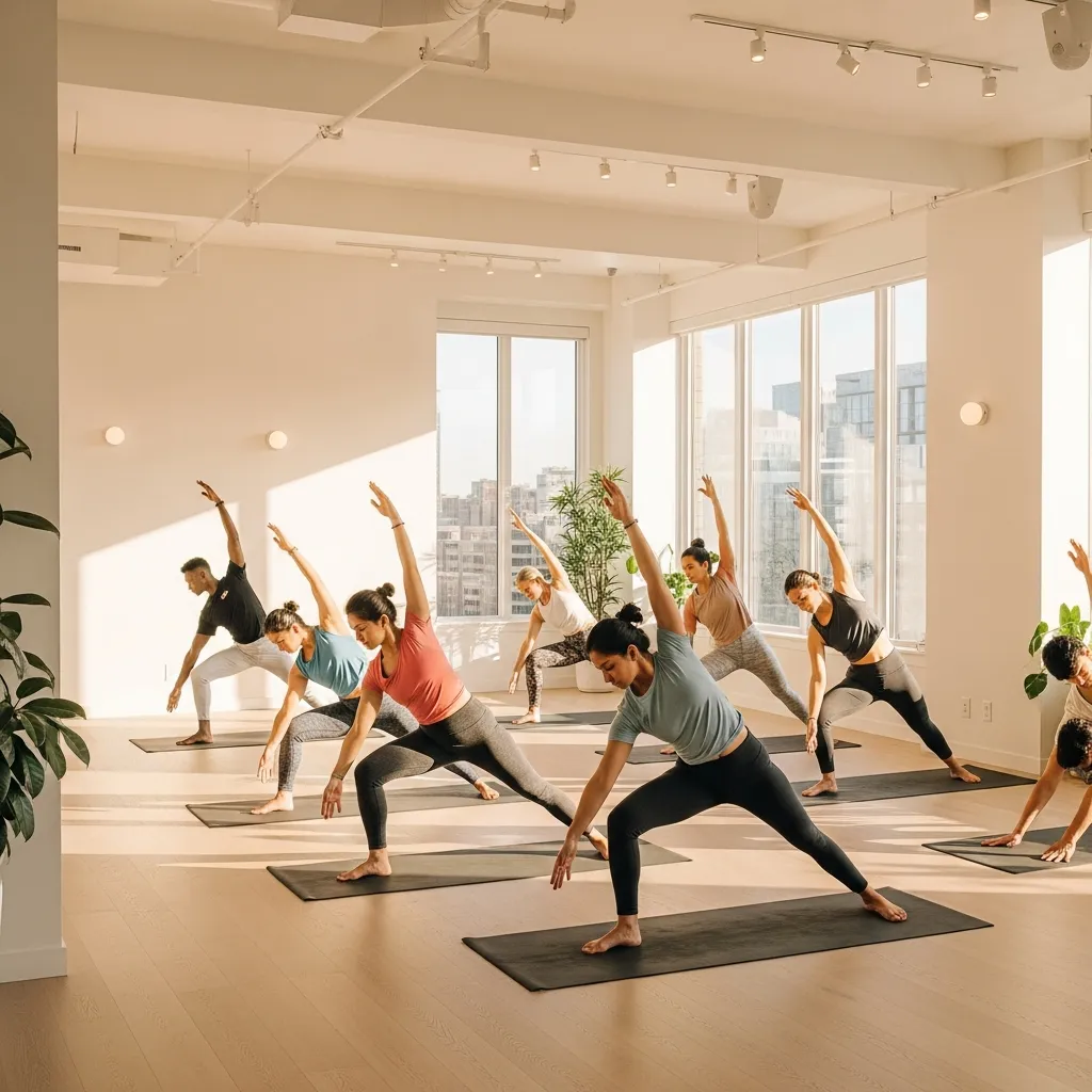 Yoga class in a bright studio in North York